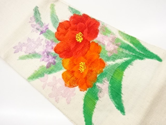JAPANESE KIMONO / NAGOYA OBI / TSUMUGI / WOVEN FLOWER 